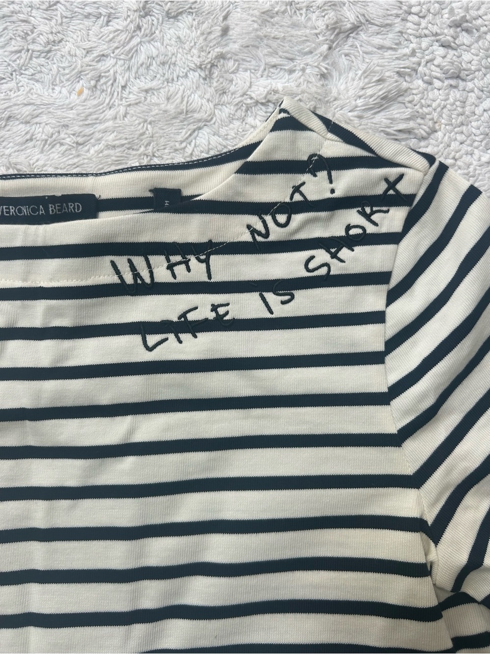 NWT Veronica Beard limited edition hovey embroidered stripe top - Picture 8 of 10